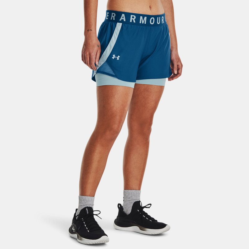 Damen Under Armour Play Up 2-in-1-Shorts Varsity Blau / Blizzard / Blizzard XS